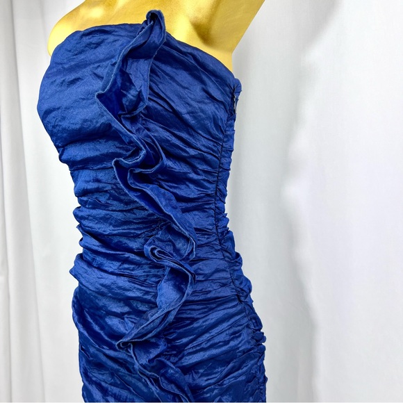 Bebe strapless hourglass dress with ruffles size S small color indigo blue - Picture 5 of 10